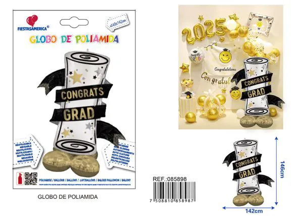 Globo metálico de libro de graduación