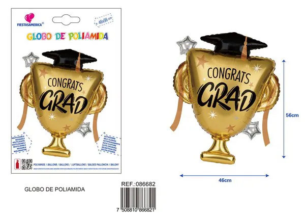 Globo metálico de trofeo estrella de graduación