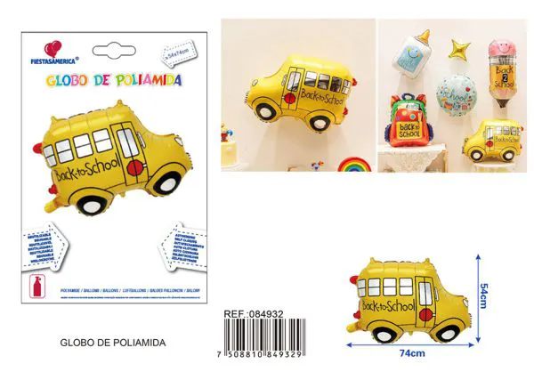 Globo metálico de autobús escolar