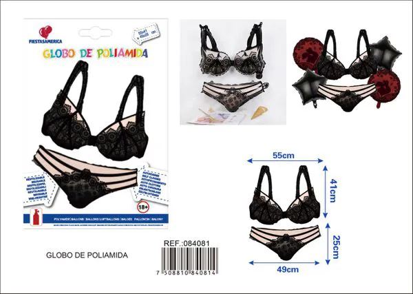 Globo metálico de lencería negra despedida de soltera
