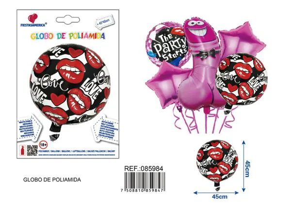 Globo metálico redondo de labios despedida de soltera