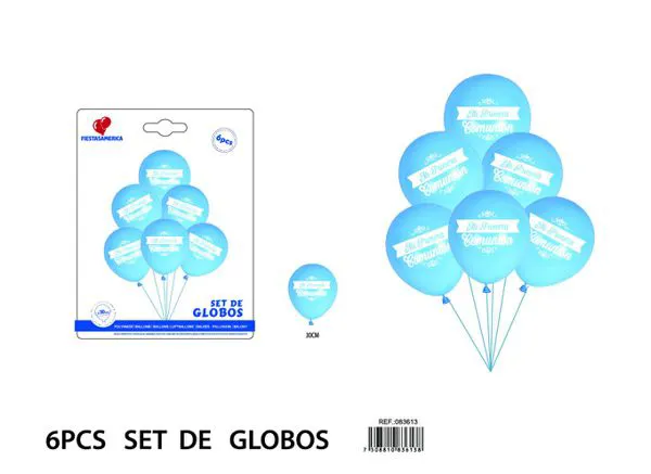 Globos metálicos azul claro de bautizo