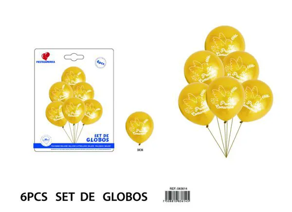 Globos metálicos dorados de bautizo