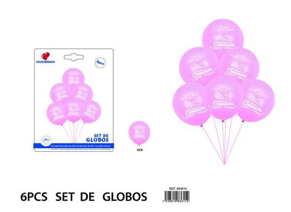 Globos metálicos rosa de bautizo