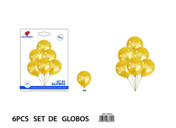 Globos metálicos dorados de bautizo