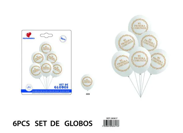 Globos metálicos blancos de bautizo