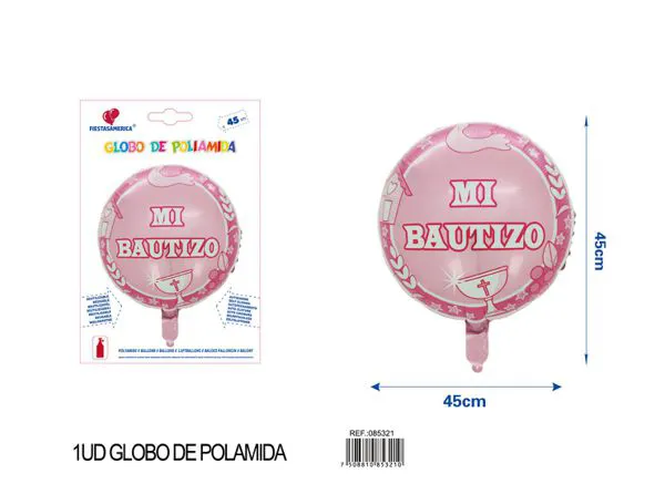 Globo metálico de paloma rosa de bautizo