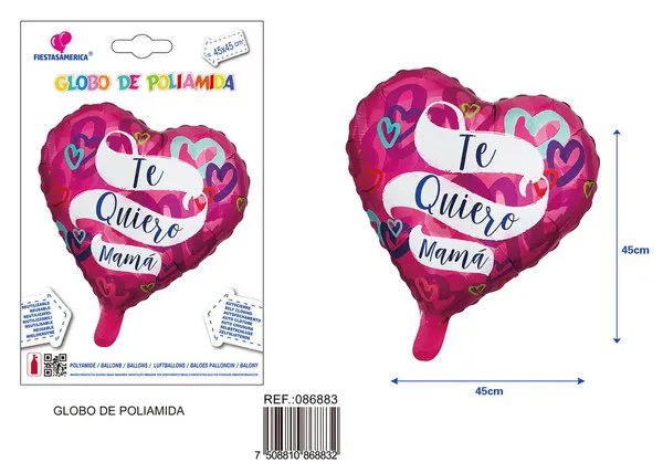 Globo metálico de corazón Día de las Madres