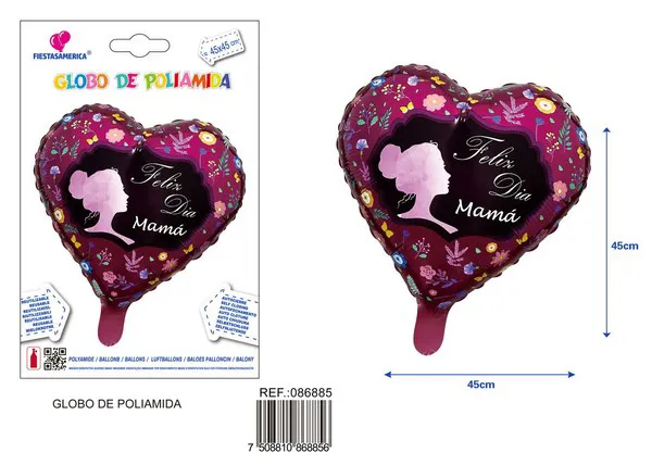 Globo metálico de corazón Día de las Madres