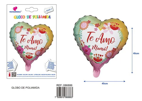 Globo metálico de corazón Día de las Madres