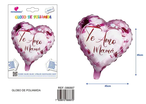 Globo metálico de corazón Día de las Madres
