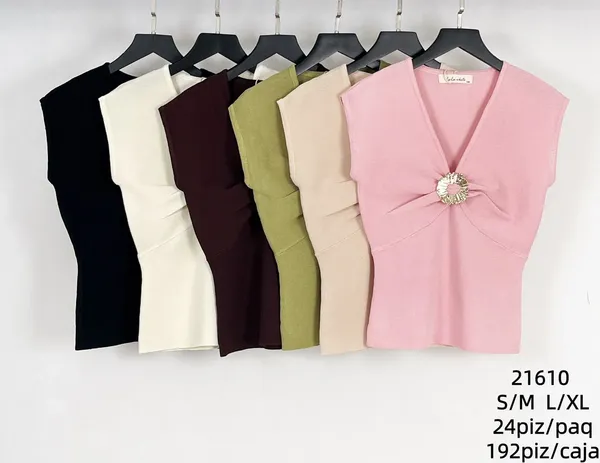 Blusas con detalle frontal-21610