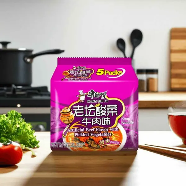 Sopa instantánea Kang Shifu sabor a res con verduras encurtidas (bolsa)