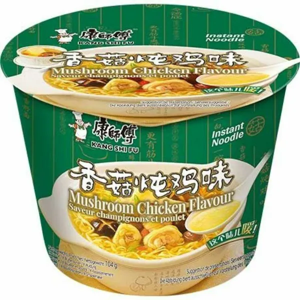 Sopa instantánea Kang Shifu sabor a pollo con champiñones (vaso)