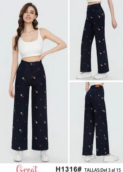 Jeans con estampado de corazones y estrellas