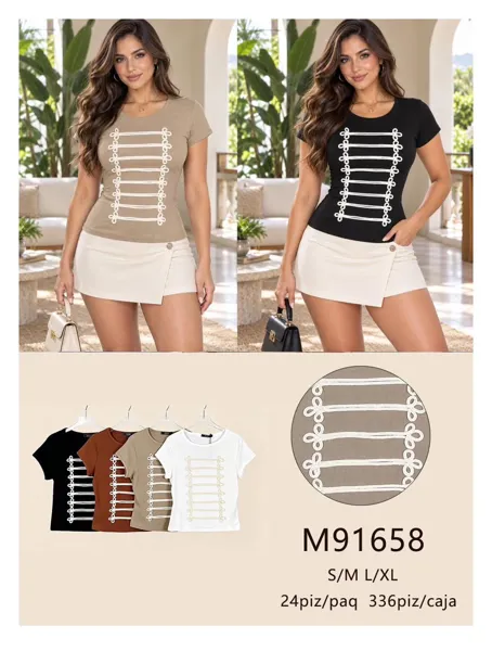 Playera con diseño de cordones