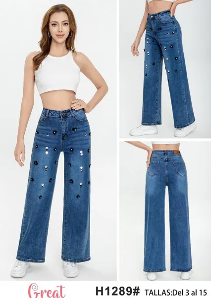 Jeans de mezclilla con aplicaciones