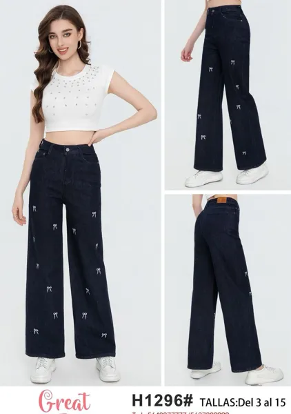 Jeans con estampado de moños