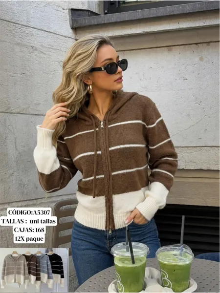Sudadera de punto con cierre y capucha