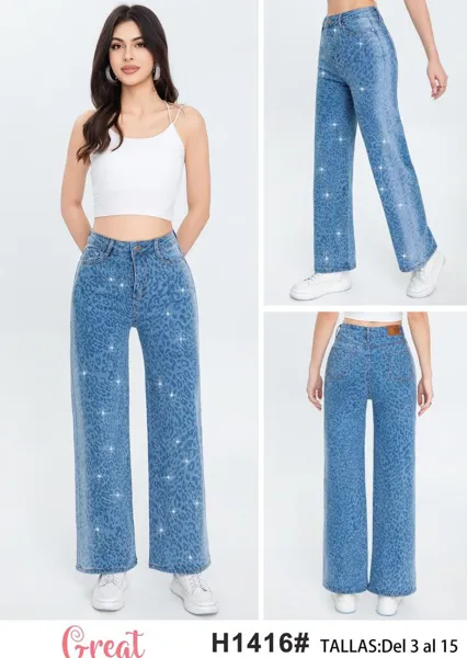 Jeans de mezclilla con estampado animal print