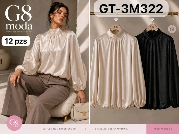 Blusa satinada de manga larga