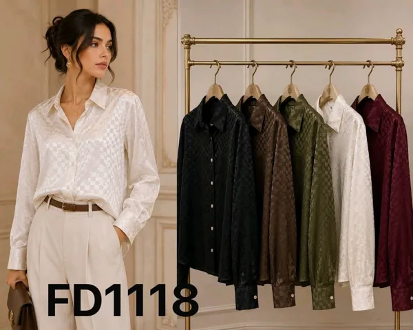 Blusa de satén con patrón de cuadros