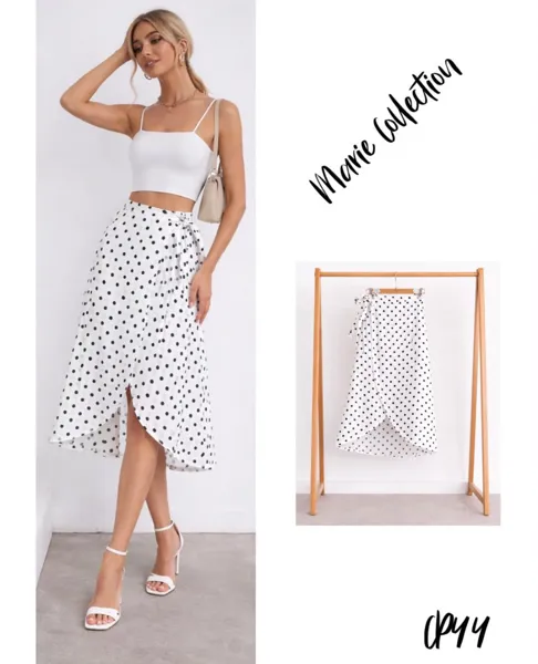 Falda cruzada con estampado de lunares