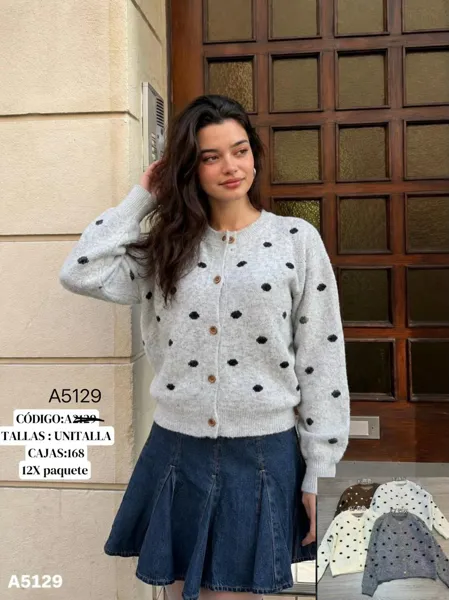 Cardigan con estampado de puntos