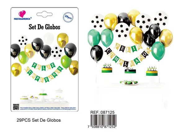 Set de globos con guirnalda de fútbol