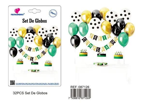Set de globos con guirnalda de fútbol