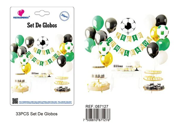 Set de globos con guirnalda de fútbol