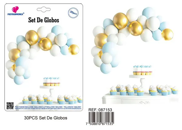 Arco de globos dorado y azul