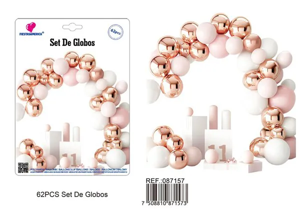 Arco de globos oro rosa y rosa