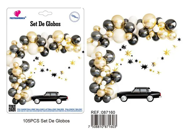 Arco de globos negro y dorado
