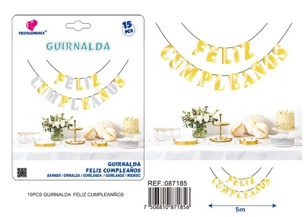 Guirnalda de Feliz Cumpleaños dorada