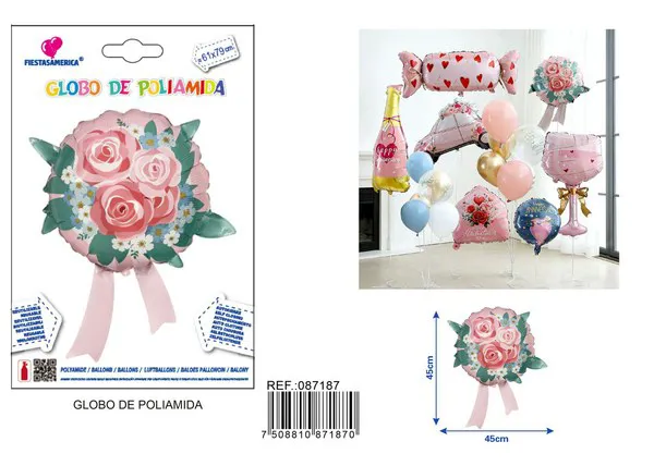 Globo de aluminio de ramo de flores