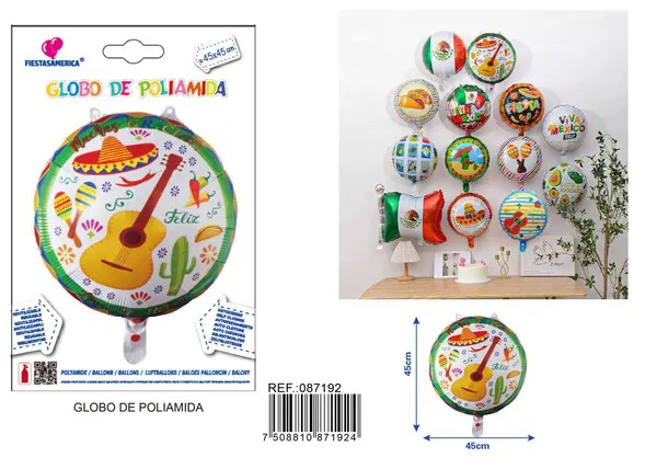 Globo de aluminio mexicano redondo