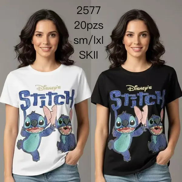 Playera de Stitch con diseño de personajes-2577