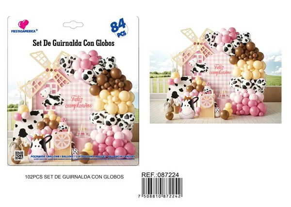Arco de globos de vaca rosa