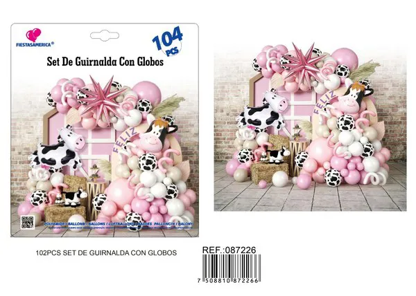 Arco de globos de vaca rosa
