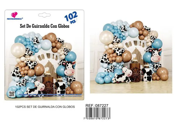 Arco de globos de vaca azul