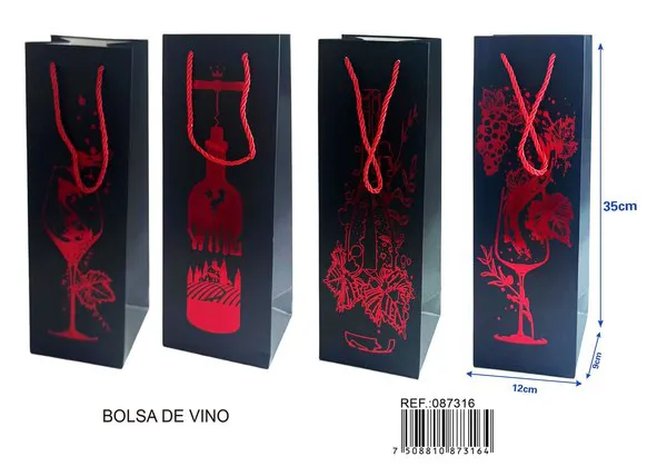 Bolsa para botella de vino con estampado dorado