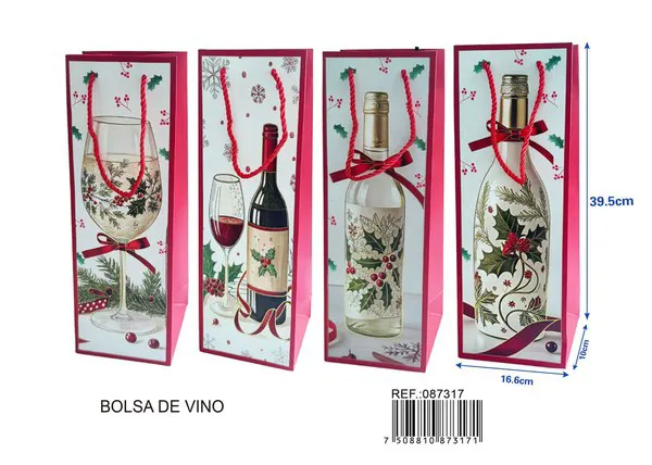 Bolsa para botella de vino con estampado dorado