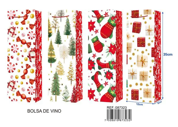 Bolsa para botella de vino con estampado dorado