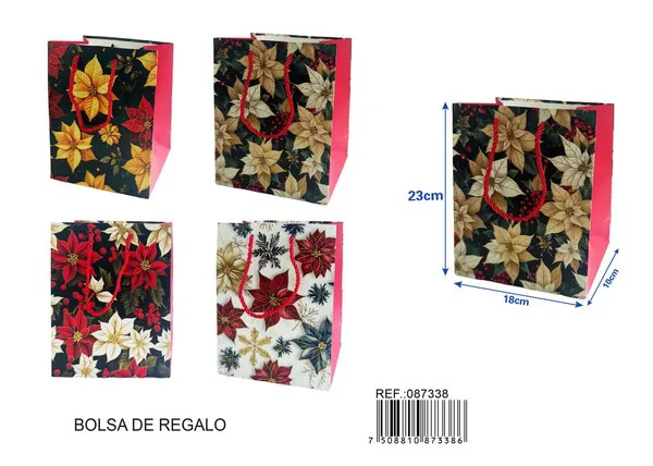 Bolsa de regalo con estampado dorado