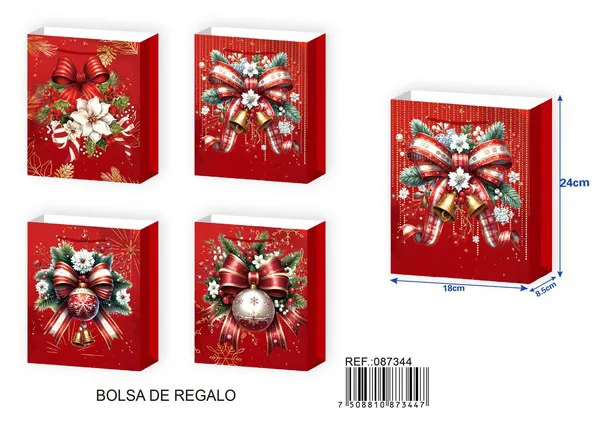 Bolsa de regalo navideña con estampado