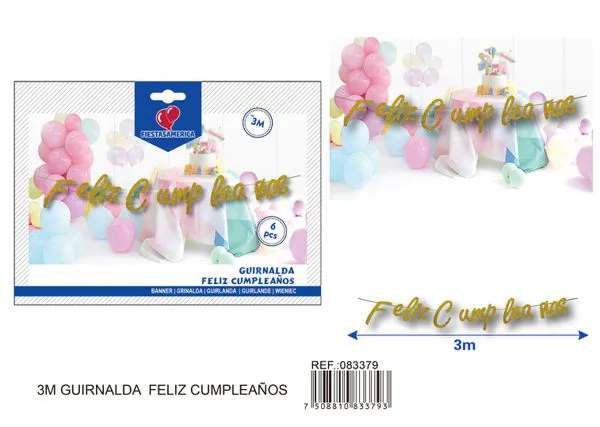 Guirnalda de letras doradas con brillo