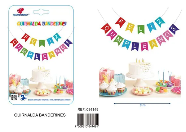 Guirnalda de Feliz Cumpleaños multicolor