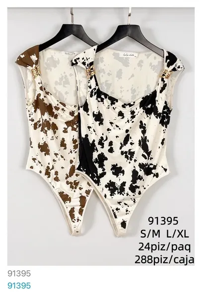 Body estampado con cuello cuadrado-91395