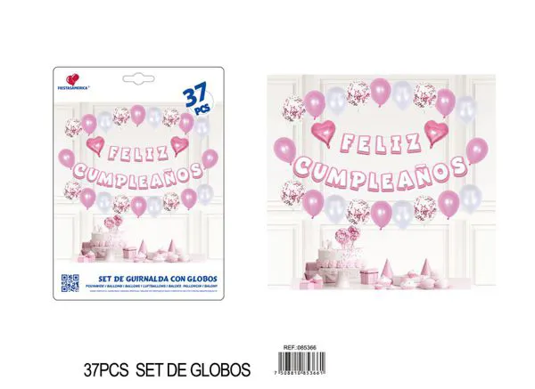 Guirnalda de globos rosa